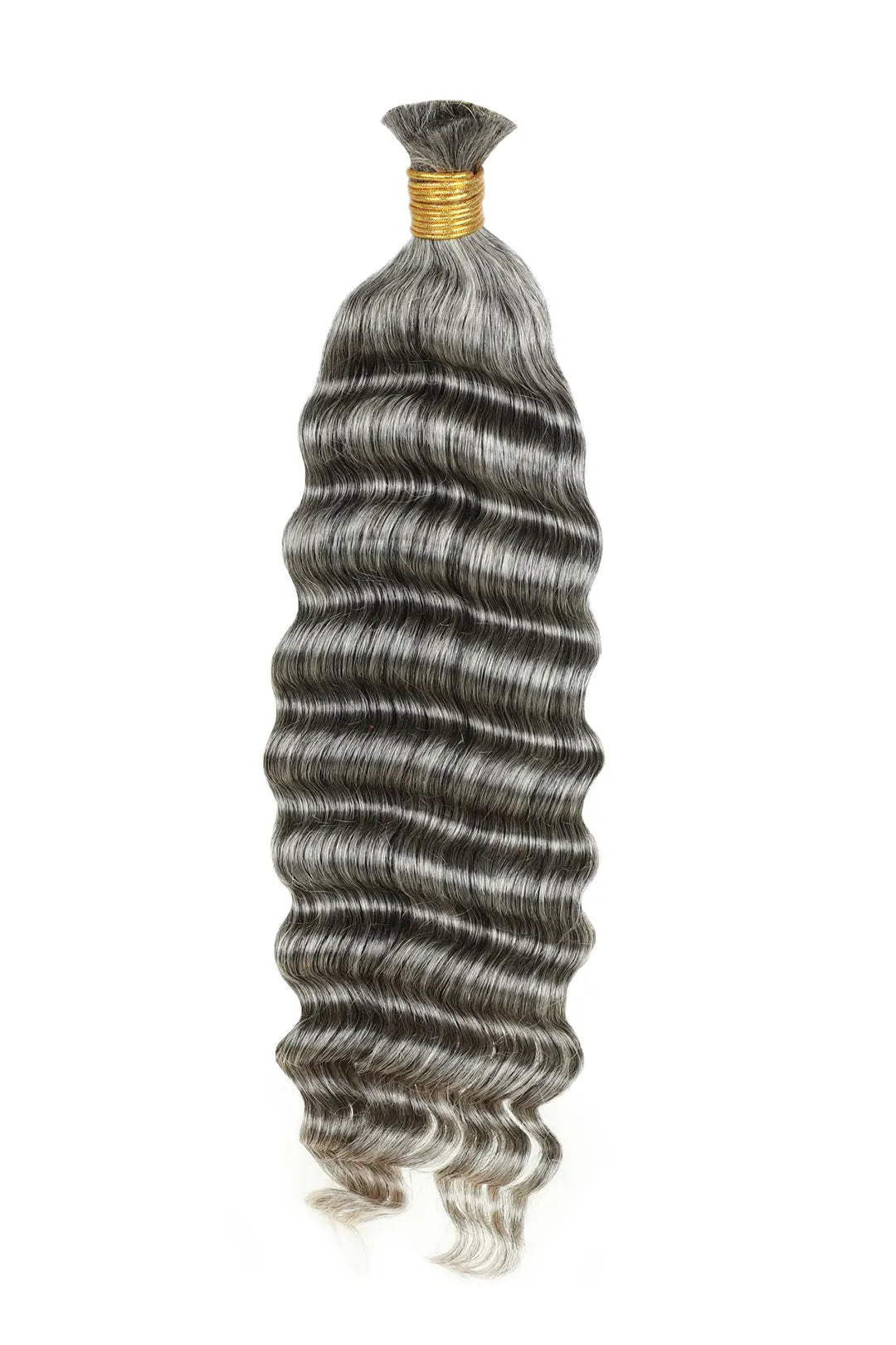 Salt and Pepper Bulk Hair Deep Wave for Braiding 70% Gray BU32