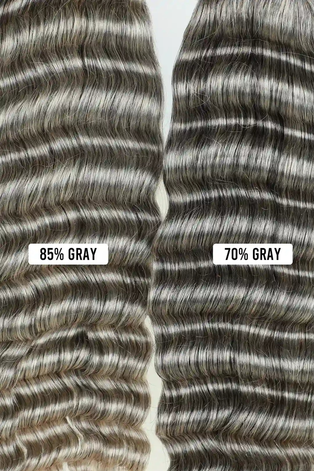 Salt and Pepper Bulk Hair Deep Wave for Braiding 70% Gray BU32