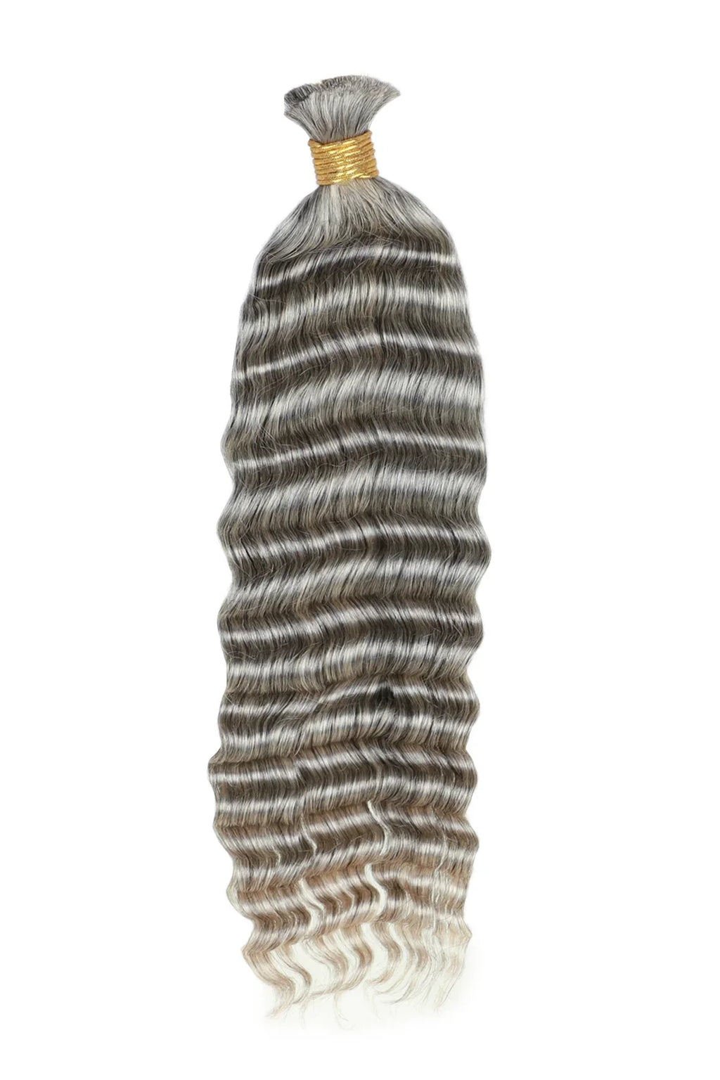 Salt and Pepper Bulk Hair Deep Wave for Braiding 85% Gray BU74