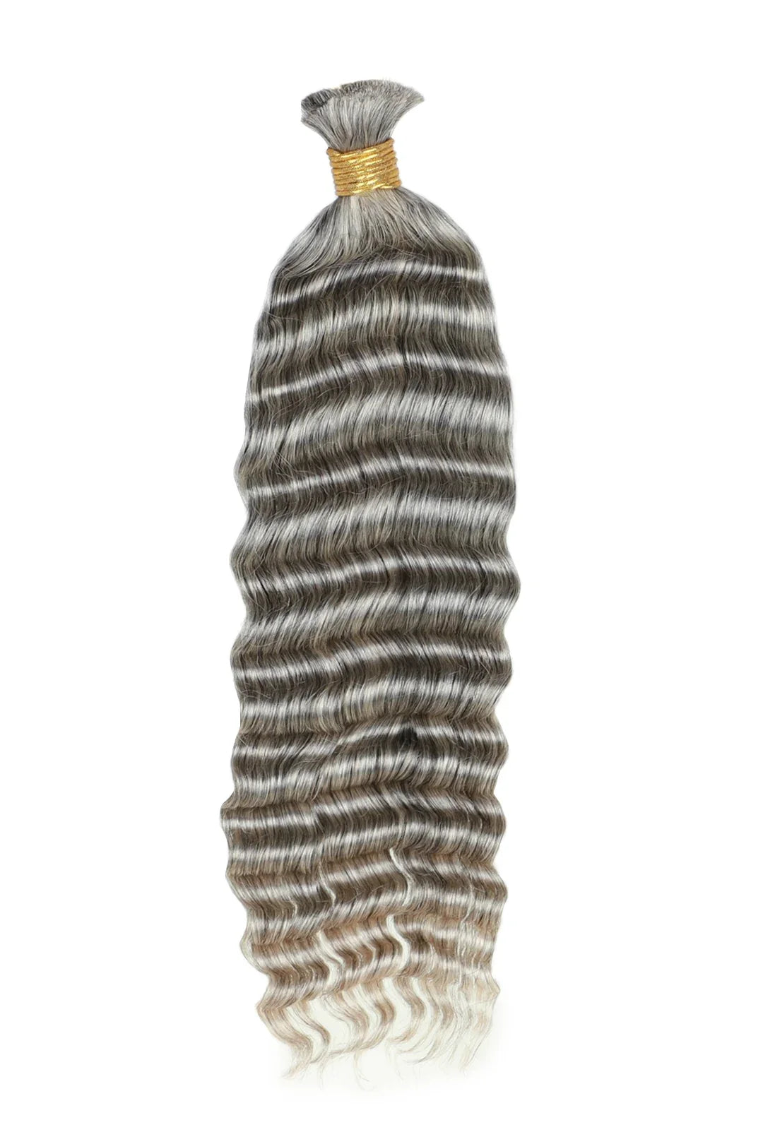 Salt and Pepper Bulk Hair Deep Wave for Braiding 85% Gray BU74