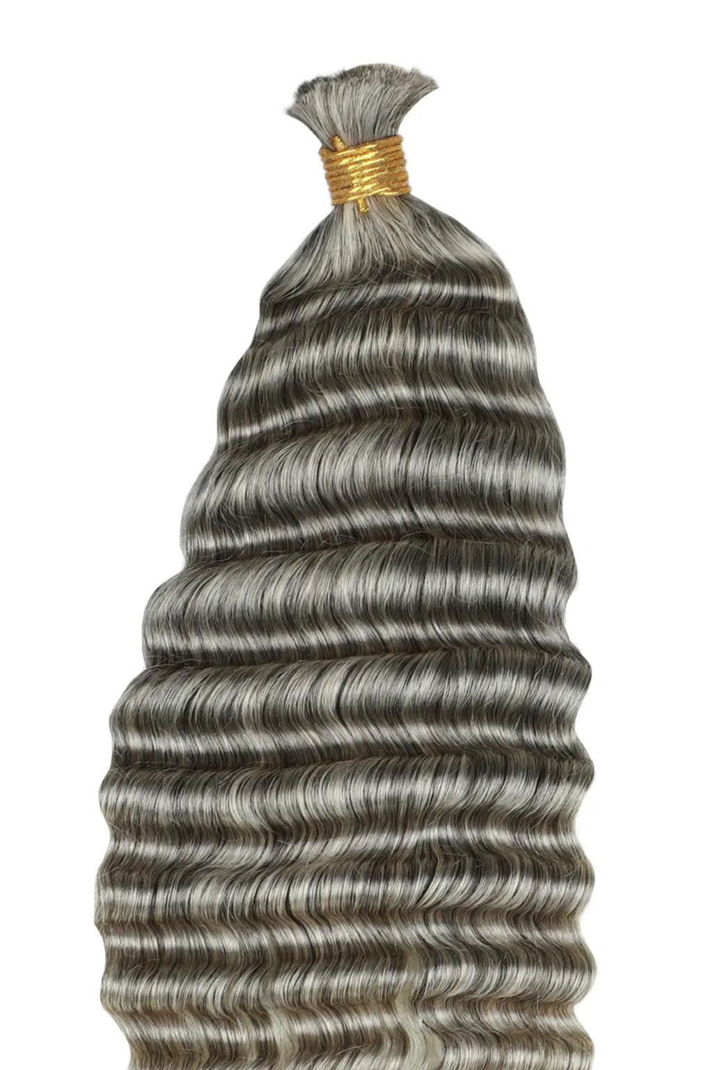 Salt and Pepper Bulk Hair Deep Wave for Braiding 85% Gray BU74