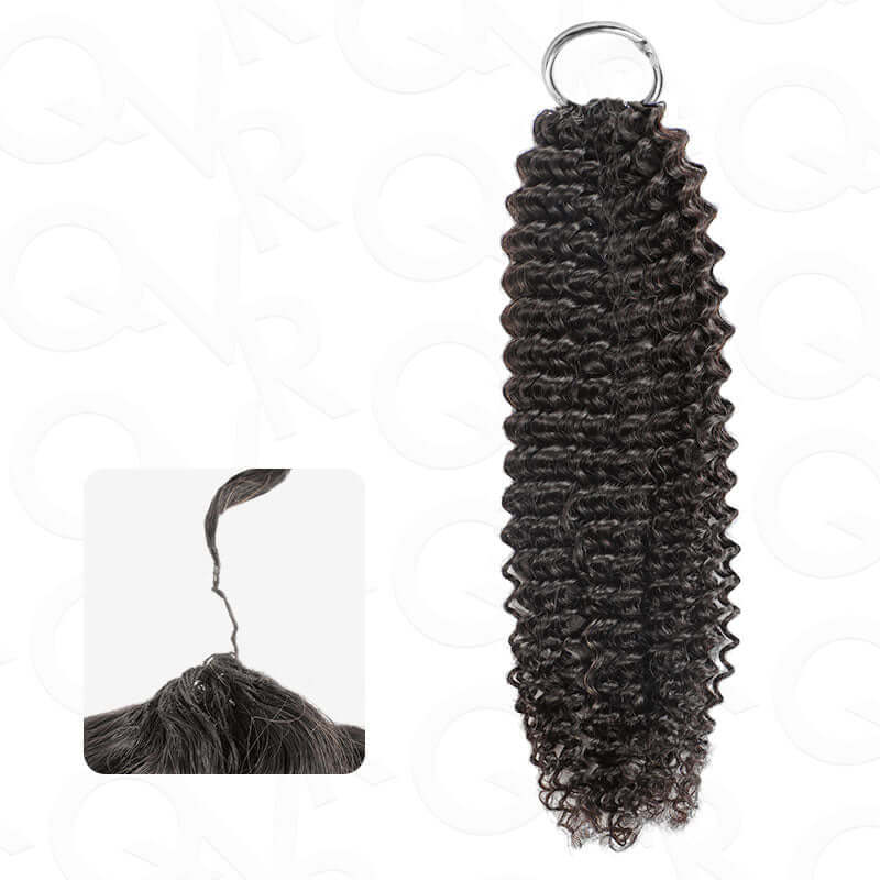 QVR Blonde Highlight Small Kinky Curly Feather Crochet Hair Machine Made Seamless Human Hair Extensions