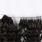 QVR Soft Deep Wave Feather Crochet Braid Natural Black Human Hair Extensions