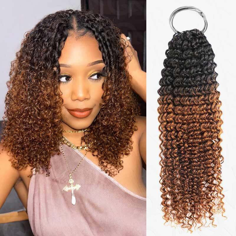 QVR #T1B/30 Feather Crochet Human Hair Burmese Curly Machine Made Crochet Weave Hair Extensions