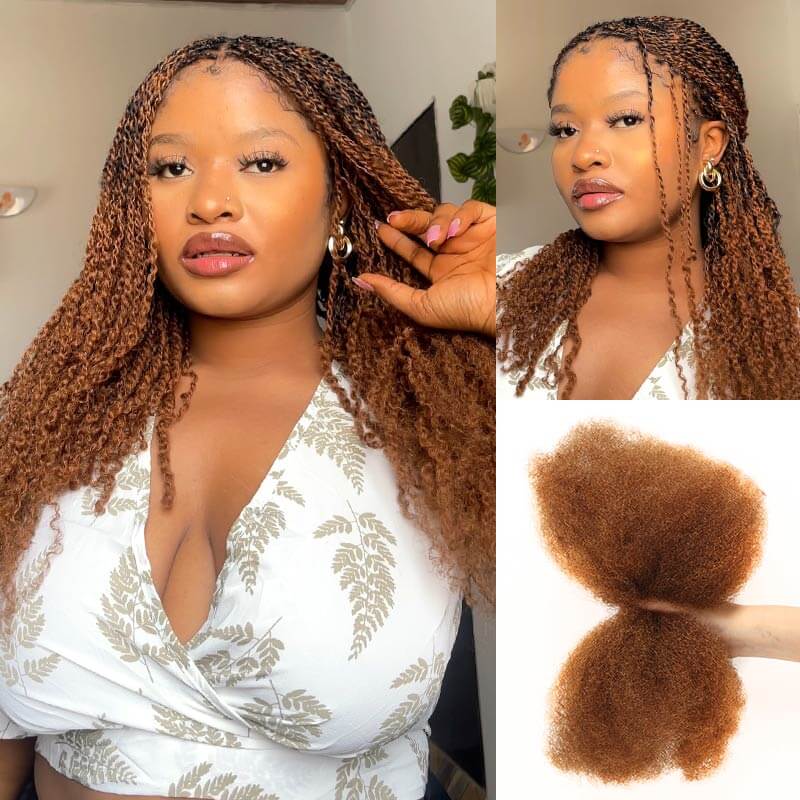 QVR Best Quality Kinky Twist Style 4 Packs Afro kinky Bulk Braiding Human Hair