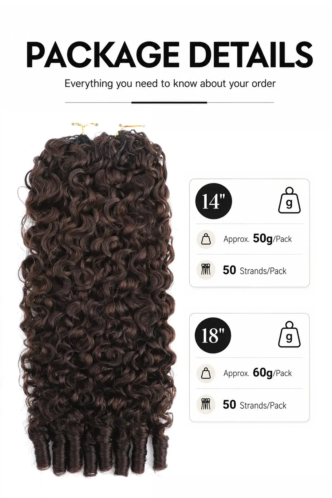 Dark Brown #4 Burmese Curly with Spiral Curls Crochet Miracle Knots Hair