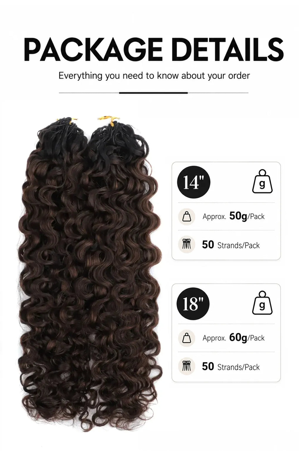 Dark Brown Ombre Water Deep Wave Feather Crochet Hair - T1B/4A