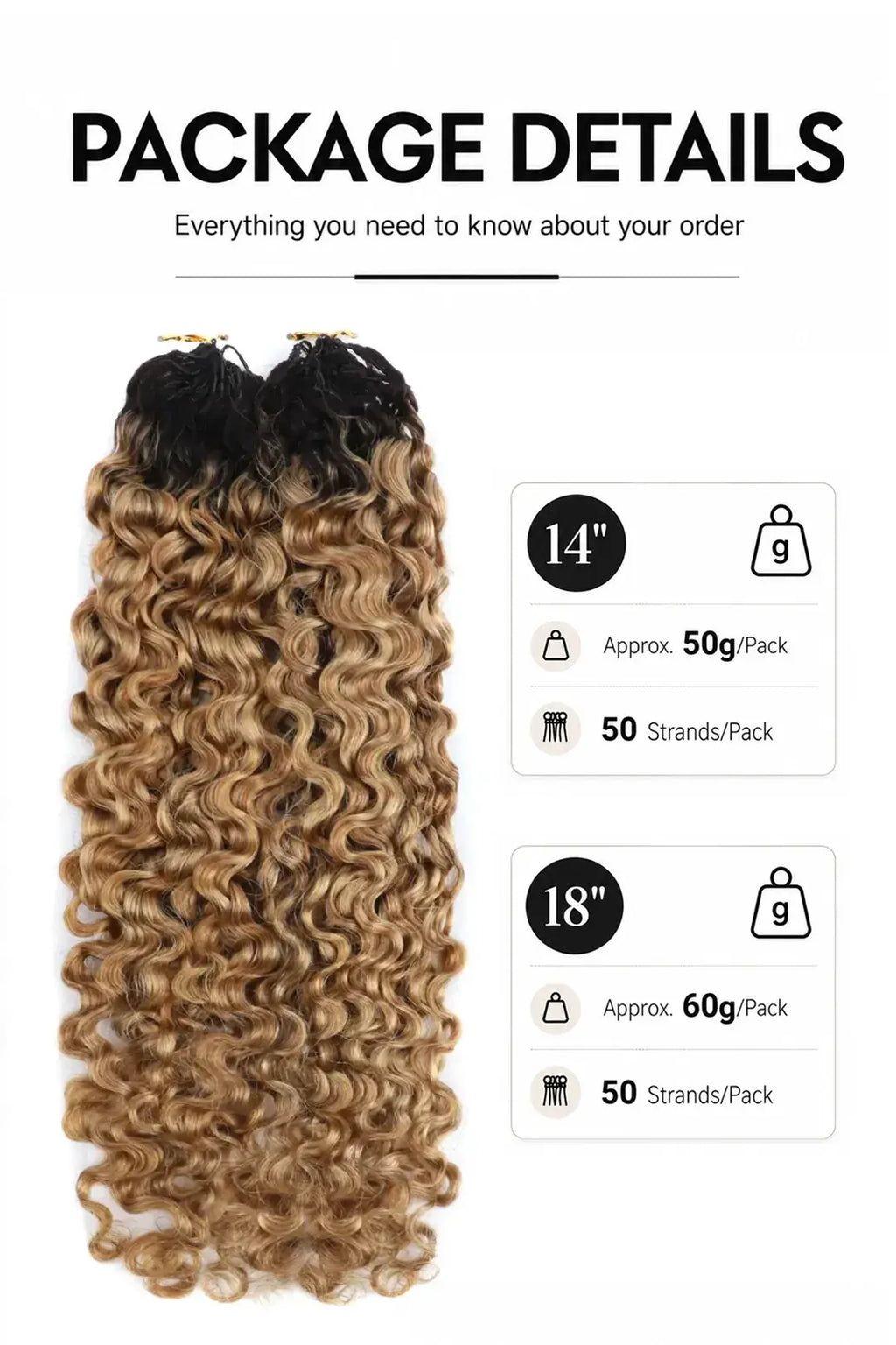 Honey Blonde Ombre Water Deep Wave Feather Crochet Hair - T1B/27