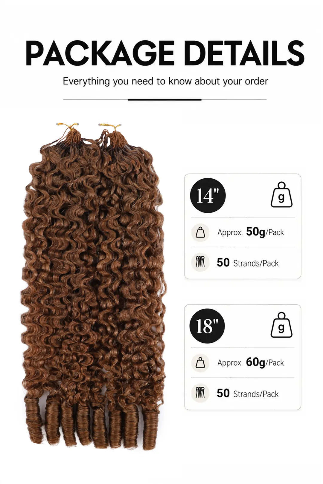 Auburn Brown #30 Burmese Curly with Spiral Curls Crochet Miracle Knots Hair