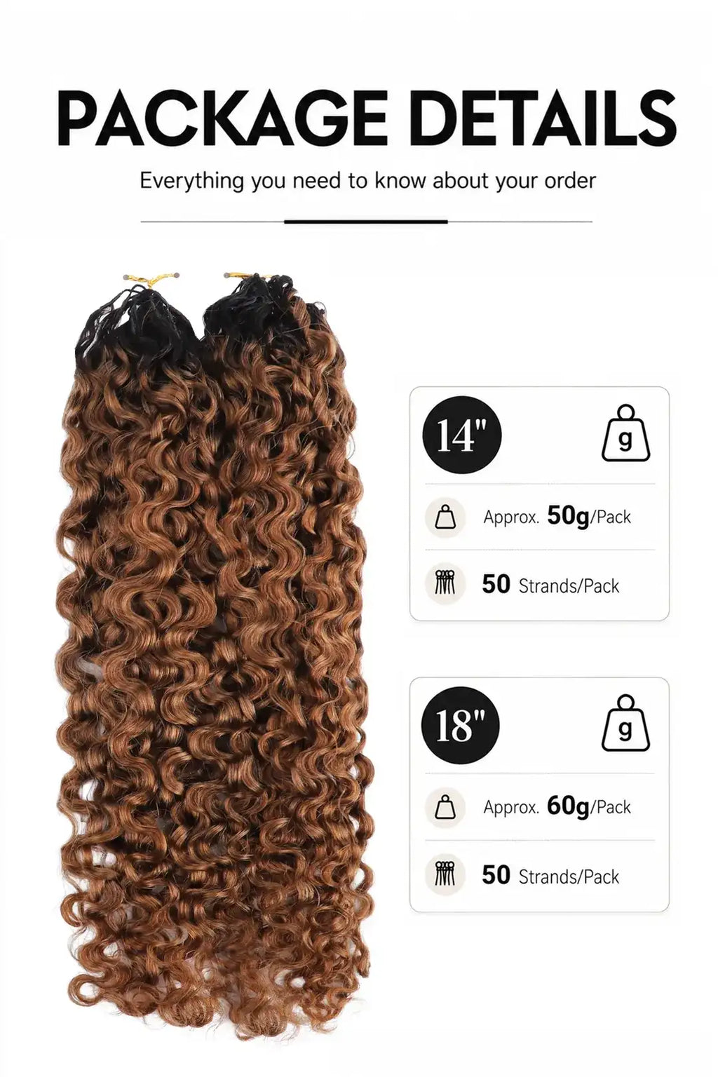 Auburn Brown Ombre Water Deep Wave Feather Crochet Hair - T1B/30