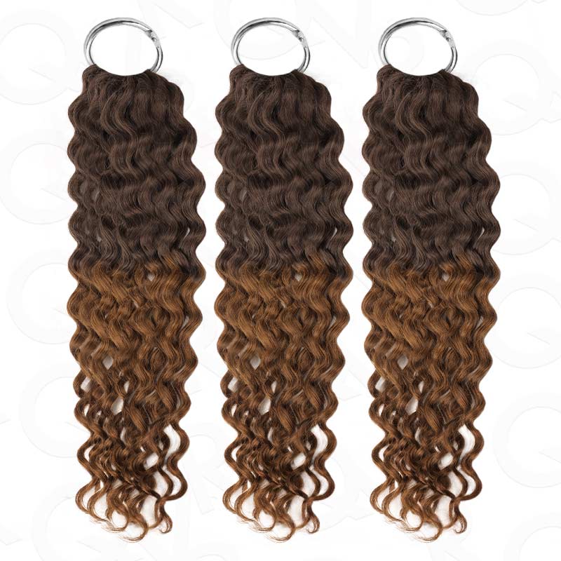 QVR #T2/30 Crochet Hair Water Wave Machine Made Feather Human Hair Extension